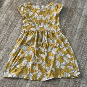 Carters size 7 Girls Yellow & white butterfly print dress